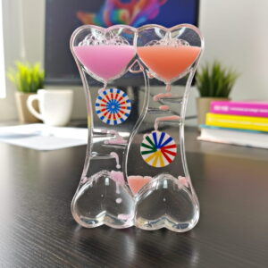 Double Heart Liquid Motion Timer Rainbow