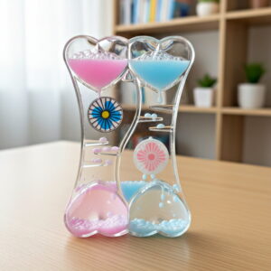 Double Heart Liquid Motion Timer Sunburst Fan
