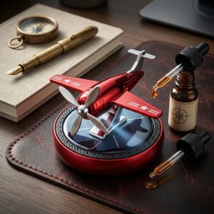 Metallic Red Solar Plane Showpiece