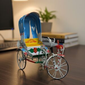 Retro Blue Pedal Rickshaw Miniature Showpiece