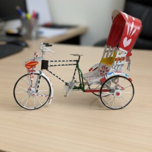 Retro Red Pedal Rickshaw Miniature Showpiece