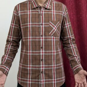 Men’s Brown Check Cotton Casual Shirt