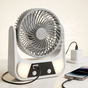 All-in-One Cooling Fan with Light & Mobile Charging
