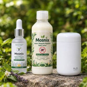 MosNix Indoor & Outdoor Repellent Full Package (Humidifier  + Body Lotion 50ml +  30ml Essential Oil Blend for 1L Liquid)