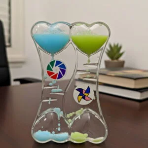 Double Heart Liquid Motion Timer Twister Fan